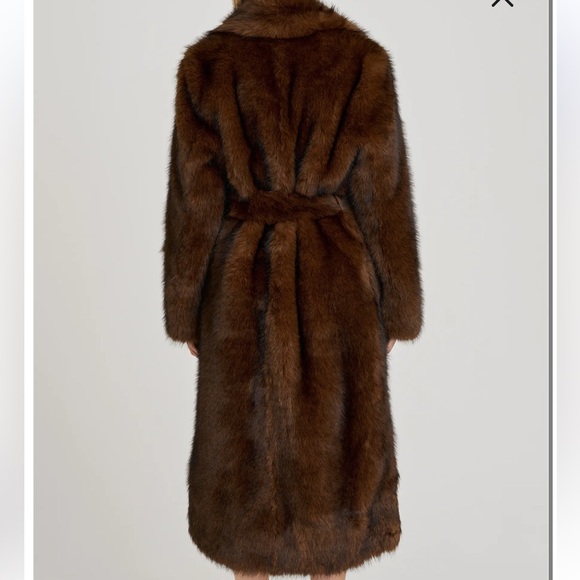 Women's Brown X Sara Walker Diana Faux Fur Wrap Coat - Picture 2 of 9